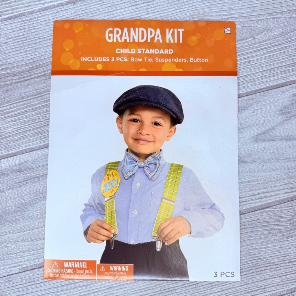 Grandpa 100 day old man Halloween costume cosplay dress up suspenders tie button